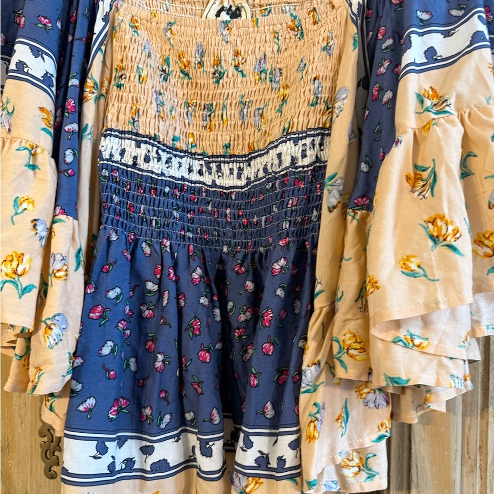 Jaase Boho Floral Smocked Off-Shoulder Top - Picture 3 of 4